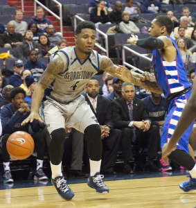 FILE PHOTO: MICHELLE XU/THE HOYA Junior guard D'Vauntes Smith-Rivera earned a game-high 16 points and grabbed a team-high seven rebounds en route to Georgetown's 60-54 victory over Butler Tuesday night.