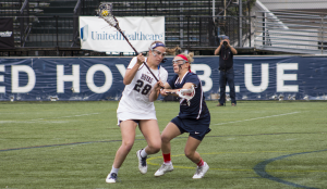 FILE PHOTO: CLAIRE SOISSON/THE HOYA Junior midfielder Kristen Bandos was named Big East Midfielder of the Week for last week. Bandos scored the game-winning goal with 15 seconds left in the Hoyas’ 13-12 win over UConn.