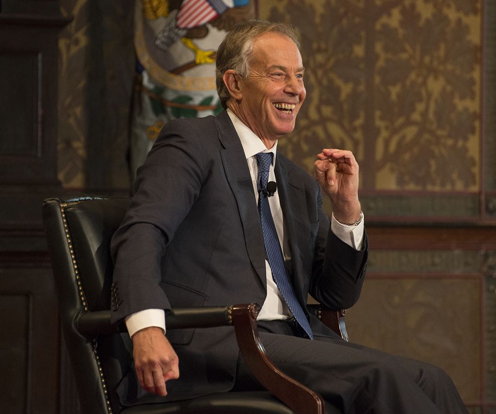 NATE MOULTON/THE HOYA Former Prime Minister of Great Britain and Northern Ireland Tony Blair talked development in Africa in Gaston Hall Thursday. 