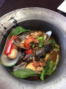 BRIAN DAVIA/THE HOYA Dishes that sounded appealing, such as spiced seemed mussels, were not as appetizing in reality. 