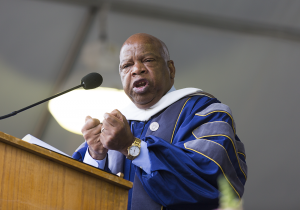 ALEXANDER BROWN/THE HOYA Rep. John Lewis (D-Ga.) delivered the commencement address for the McCourt School of Public Policy on Thursday, receiving an honorary doctorate. Commencement ceremonies for the undergraduate and graduate schools continue through Sunday.