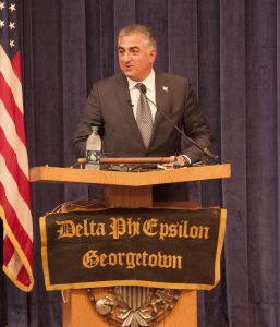 NAAZ MODAN/THE HOYA In his fourth address at Georgetown, Cyrus Reza II Pahlavi, former crown prince of Iran, discussed the road to democracy in Iran and the future of U.S.-Iran relations after the nuclear deal in the ICC on Wednesday.