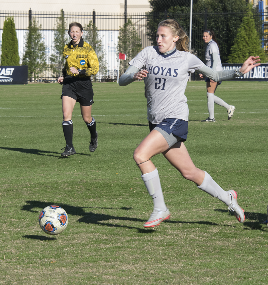 ROBERT CORTES FOR THE HOYA  Junior forward Grace Damaska scored the goal that tied the game and forced overtime in Georgetown’s loss to Hofstra in the first round of the NCAA tournament. 