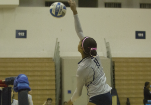 FILE PHOTO: STANLEY DAI/THE HOYA Freshman outside hitter Alyssa Sinette leads the team with 323 kills this season, an average of 3.15 percent per game. Sinette also has recorded 197 digs and has started 25 of the team’s 26 games.  