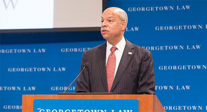 GEORGETOWN UNIVERSITY U.S. Secretary for Homeland Security Jeh Johnson delivered the keynote address at the 12th annual Immigration Law and Policy Conference at Georgetown University Law Center’s Hart Auditorium on Oct. 29.
