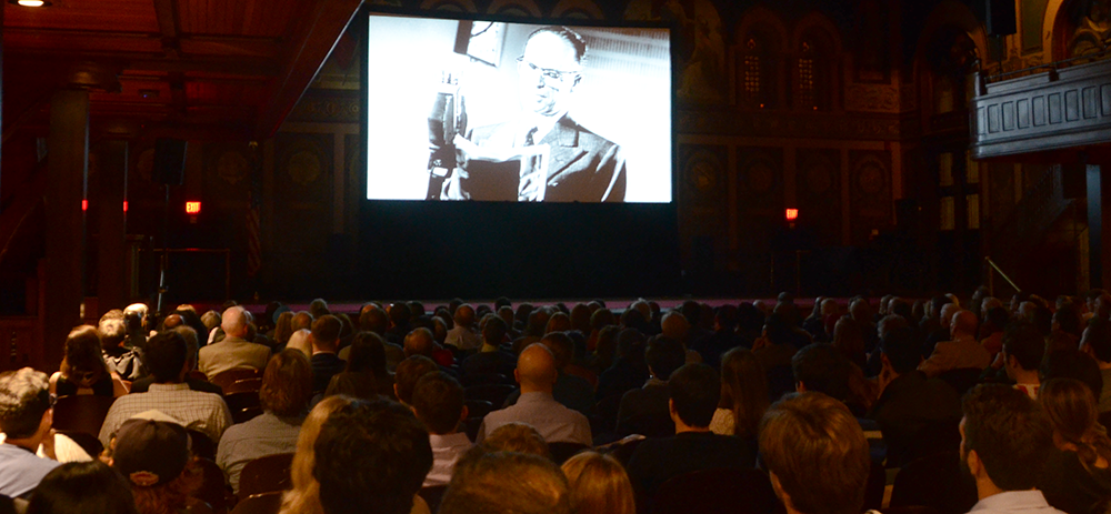 KATHLEEN GUAN/THE HOYA Gaston Hall hosted a screening of “Free to Rock” this Tuesday, featuring a panel discussion on how rock ‘n’ roll shaped the Cold War-era USSR.