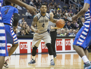 FILE PHOTO: MICHELLE XU/THE HOYA Senior guard D’Vauntes Smith-Rivera has led Georgetown in scoring for two consecutive seasons. He scored 16.3 points per game in his junior season. He is a co-captain for the Hoyas for the second year running.