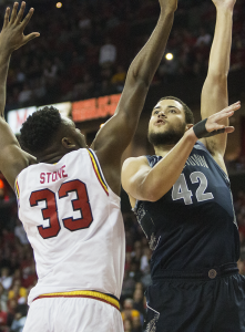 ISABEL BINAMIRA/THE HOYA Senior center and co-captain Bradley Hayes scored 16 points and grabbed eight rebounds in Georgetown’s 75-71 loss to Maryland. 