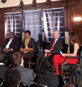 ASHWIN PURI FOR THE HOYA From left, Mayors Sly James, Muriel Bowser, Mick Cornett and Nan Whaley discussed policy solutions for various issues affecting their cities.  