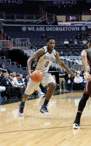 FILE PHOTO: MICHELLE XU/THE HOYA   Sophomore guard L.J. Peak has fouled out seven times so far this season. Georgetown committed 27 fouls against UConn on Jan. 23.