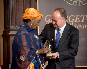 LAUREN SEIBEL/THE HOYA U.N. Special Representative of the Secretary-General on Sexual Violence in Conflict Zainab Bangura received the Hillary Rodham Clinton Award for Advancing Women in Peace and Security.