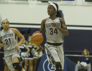 KARLA LEYJA/the hoya Sophomore guard Dorothy Adomako scored a season-high 24 points in Georgetown’s 82-51 victory over Creighton. She averages 14 points per game.