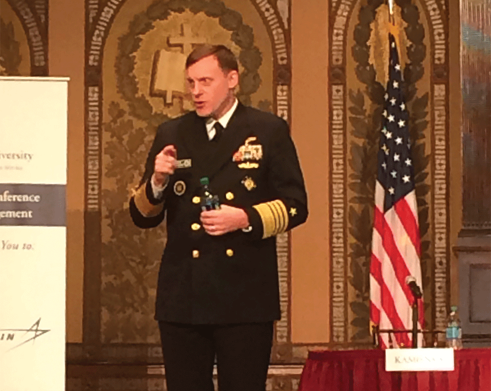 MARINA PITOFSKY/THE HOYA NSA Director Admiral Michael S. Rogers addressed the issues of cyberattacks in an address at the sixth annual International Conference on Cyber Engagement on Tuesday.