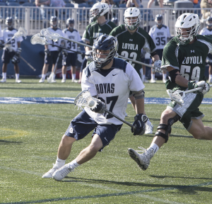 DANIEL KREYTAK/THE HOYA Graduate student midfielder and co-captain Joe Bucci scored one goal and had one assist in Georgetown’s loss to Denver.