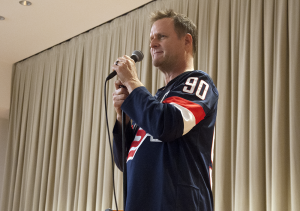 ELIZA MINEAUX/THE HOYA Comedian Dave Coulier, best known for his role as Uncle Joey on the ABC sitcom “Full House,” performed a stand-up routine in an event hosted by the Georgetown Program Board in the Healey Family Student Center last Thursday.