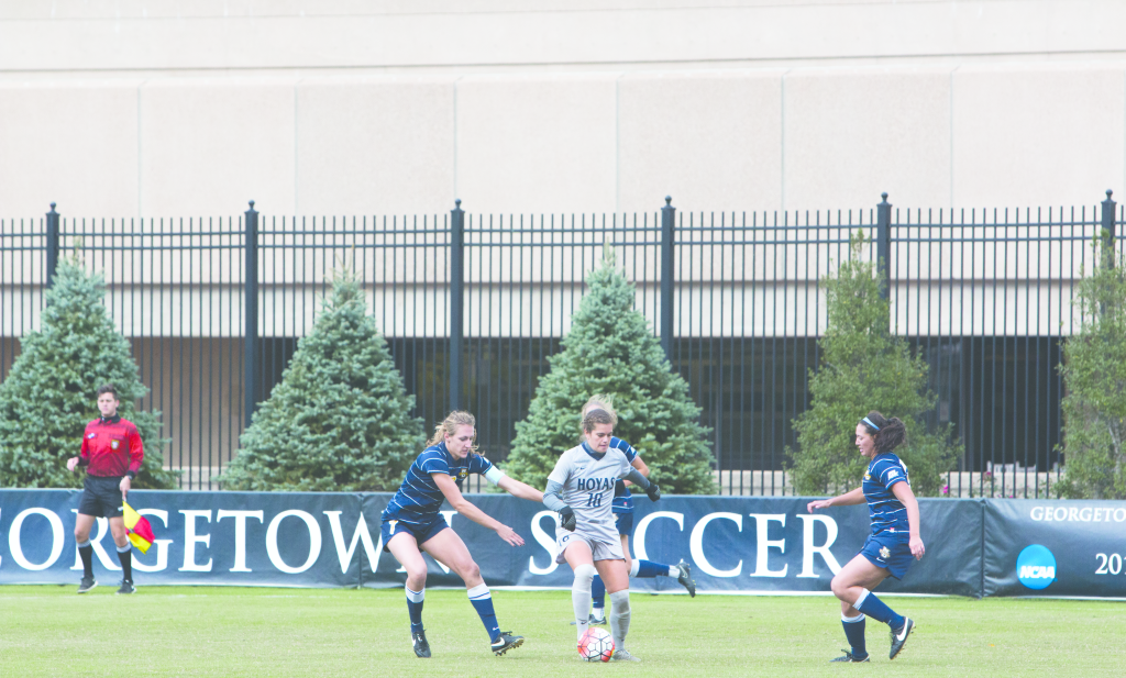 FILE PHOTO: JENNA CHEN/THE HOYA Junior midfielder Rachel Corboz tallied one goal and one assist against Villanova on Wednesday. She has eight goals and eight assists on the year and leads the team in points with 24.