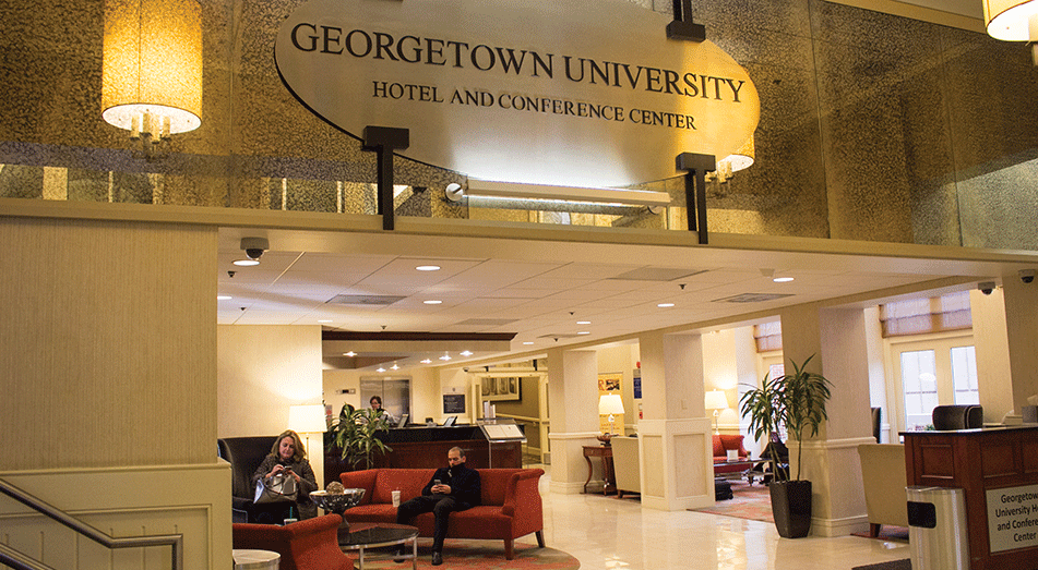 FILE PHOTO: TINA NIU/THE HOYA The Georgetown University Hotel and Conference Center will house 15 students facing financial concerns over winter break.