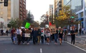 SAMANTHA PANCHÈVRE/STUDENTS FOR CLIMATE SECURITY Students marched from Red Square to Myron Ebell's L Street office Nov. 18 to protest Ebell's heading of President-elect Donald Trump's Environmental Protection Agency transition team. 