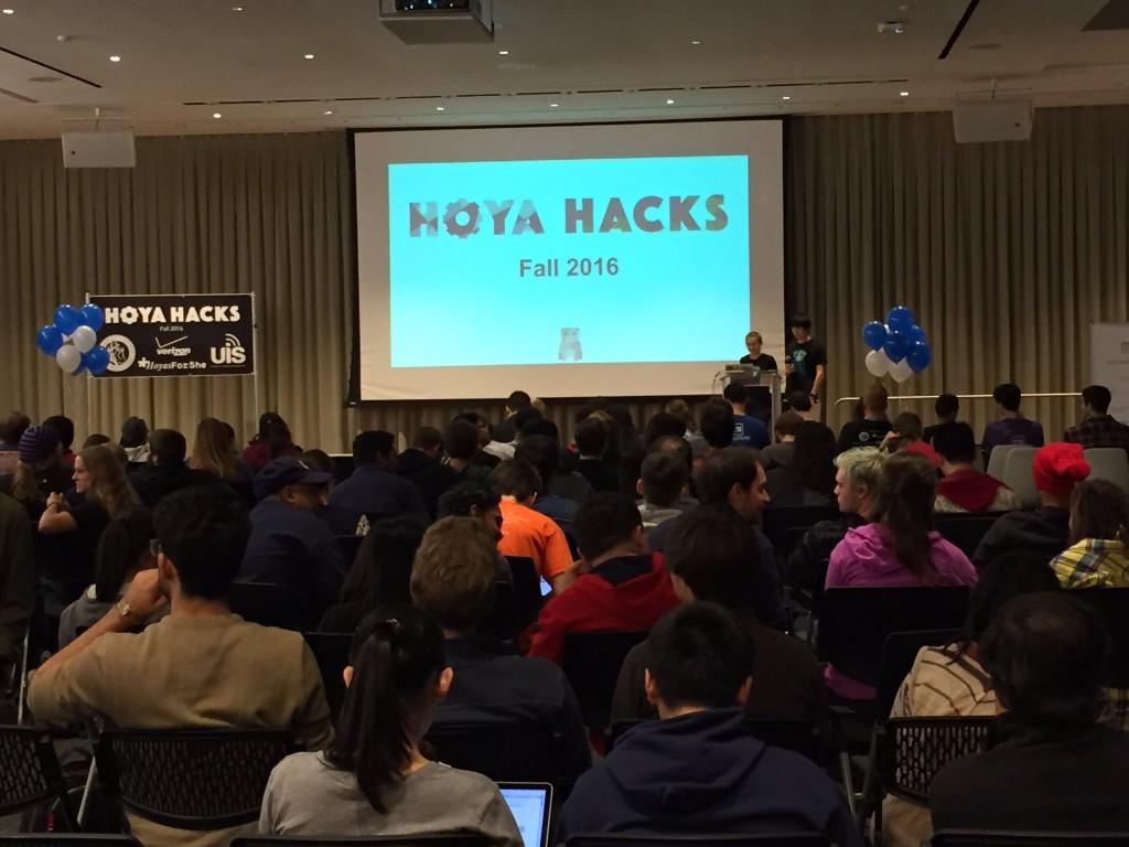 HOYA HACKS Over 300 student competitors from more than 130 universities from all over the country participated in a 36-hour hackathon in the Healey Family Student Center to test their software and hardware skills.