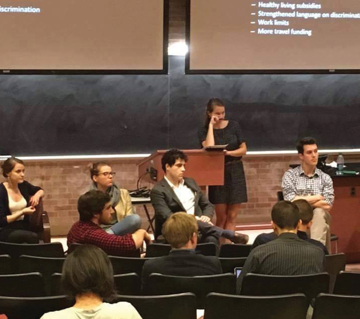 FACEBOOK Members of the Doctoral Students Coalition advocated the benefits of pursuing unionization, including increased wages and healthcare benefits, in a town hall meeting for doctoral students Wednesday. 