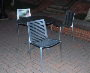 MATTHEW TRUnKO/THE HOYA Students living in Henle Village have raised concerns over being charged for four chairs that were vandalized in the Henle Village courtyard.