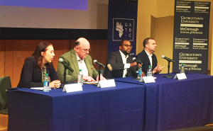 MEGAN CAREY/THE HOYA Speakers at the second annual Georgetown Africa Business Conference discussed the large potential for economic growth on the African continent in the Lohrfink Auditorium on Feb. 4.