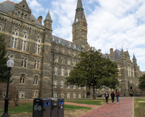 ELLA WAN/THE HOYA Healy Hall is one of several public buildings on campus with single-stall restrooms that the university is planning to make gender-inclusive and Americans with Disabilities Act-compliant. 
