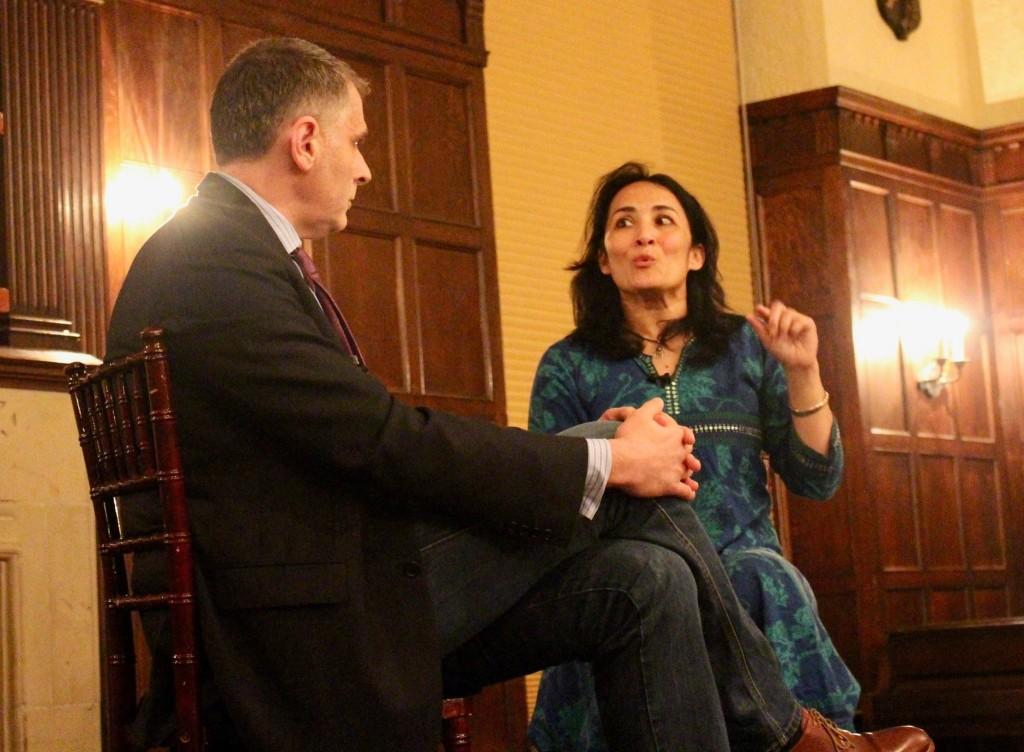 GEORGETOWN REVIEW Program for Jewish Civilization Director Jacques Berlnerblau, left, moderated a talk with Self-avowed liberal and Islamic reform activist Asra Nomani on her vote of Presdent Donald Trump and views on Islamic extremism in Copley Formal Lounge on Wednesday. 