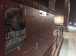 IDENTITY EVROPA White nationalist group Identity Evropa posted a series of posters on and off campus Sunday night at locations such as Village A and Red Square. 