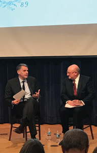 BEN GOODMAN/THE HOYA Center for Jewish Civilization Director Jacques Berlinerblau, left, moderated a talk with United States Special Envoy to Monitor and Combat Anti-Semitism Ira N. Forman.