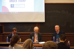 SPENCER COOK/THE HOYA President Donald Trump's trade policies remain uncertain, but may be heavily protectionist, according to panelists at an event Wednesday.