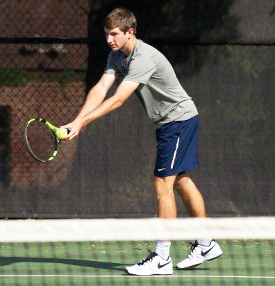 Freshman Ian Whitmer defeated his No. 6 The Citadel couterpart 6-3, 6-2.  In addition, Whitmer claimed a 6-1 victory in the No. 3 doubles match on Sunday. (COURTESY GUHOYAS) 
