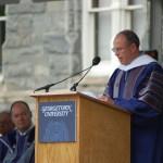 JEFF CIRILLO/THE HOYA Buzzed president Greg Coleman encouraged conviction and self-accountability in his commencement address to 2017 MSB graduates.